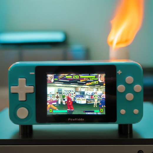 Portable game console in landscape mode