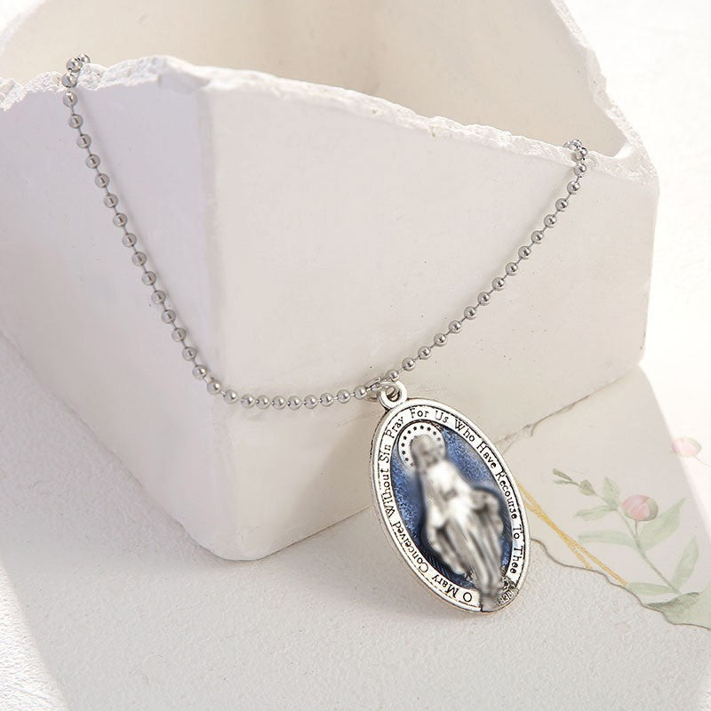 Vintage Alloy Character Portrait Pendant Necklace