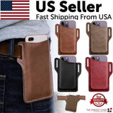 Men's leather-style phone belt holster front view
