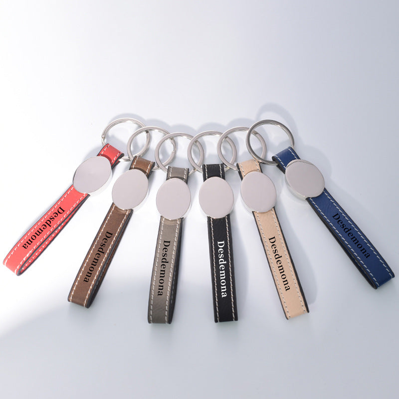 Laser Engraving Leather Metal Keychain