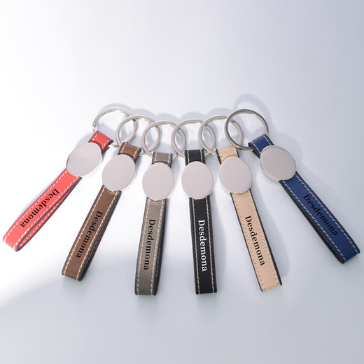 Laser Engraving Leather Metal Keychain