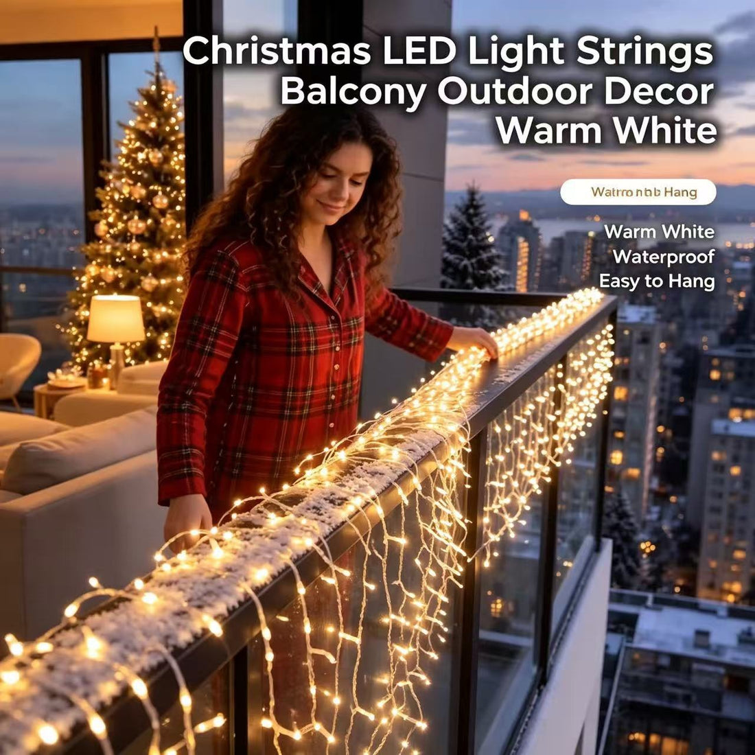 Christmas Balcony Curtain Lights – Smart App LED String Lights