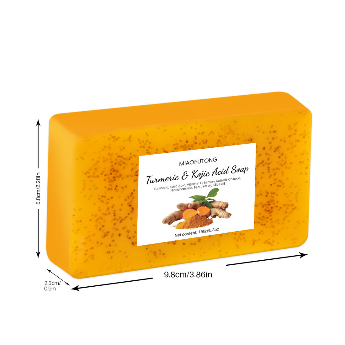Handmade turmeric lemon cold process soap bar, photo 7