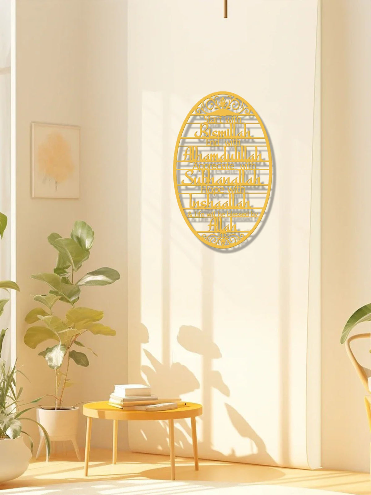 Angled view of modern metal wall art texture
