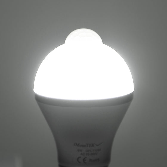 Motion sensor bulb glowing bright white