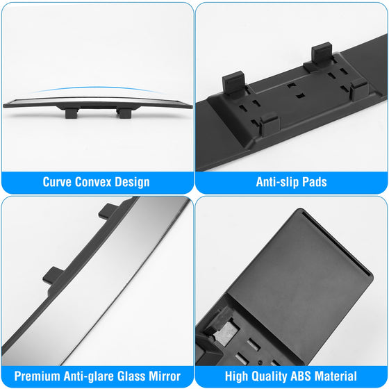 Details: curved glass, clips and anti-slip pads