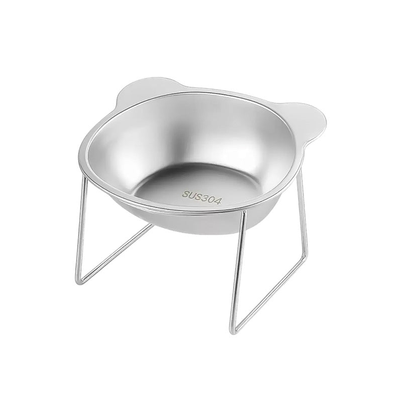 New stainless steel pet bowl, cat water and food bowl, pet neck-protecting elevated stand, dog bowl, for pets to drink and eat