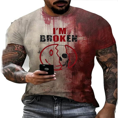 Mens 3D Digital Print Short Sleeve T Shirt Summer Casual Streetwear