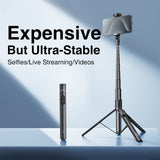 67 inch selfie stick tripod fully extended, front view