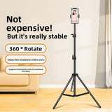 Portable tripod selfie stick with ground support