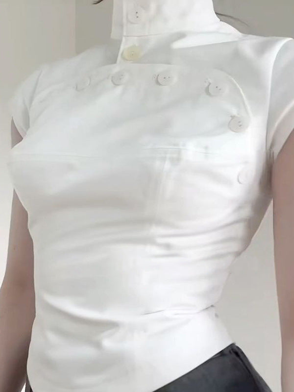 Women's Solid Color Button-Up Polo Collar Long Sleeve Knit Top