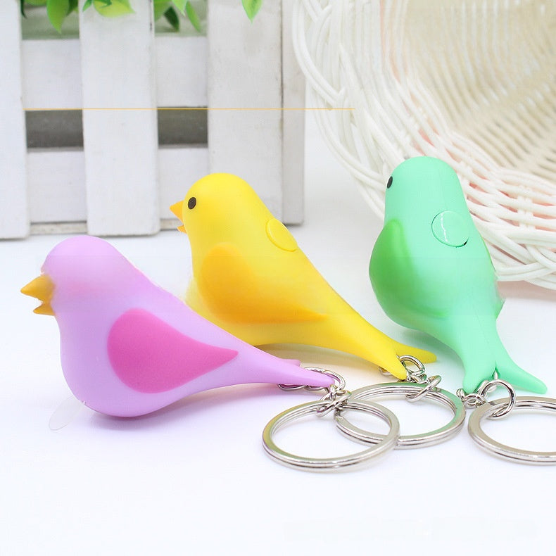 LED Light Up Bird Sound Keychain Creative Animal Pendant Gift