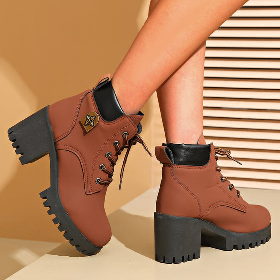 Women's lace-up chunky heel boots, photo 3