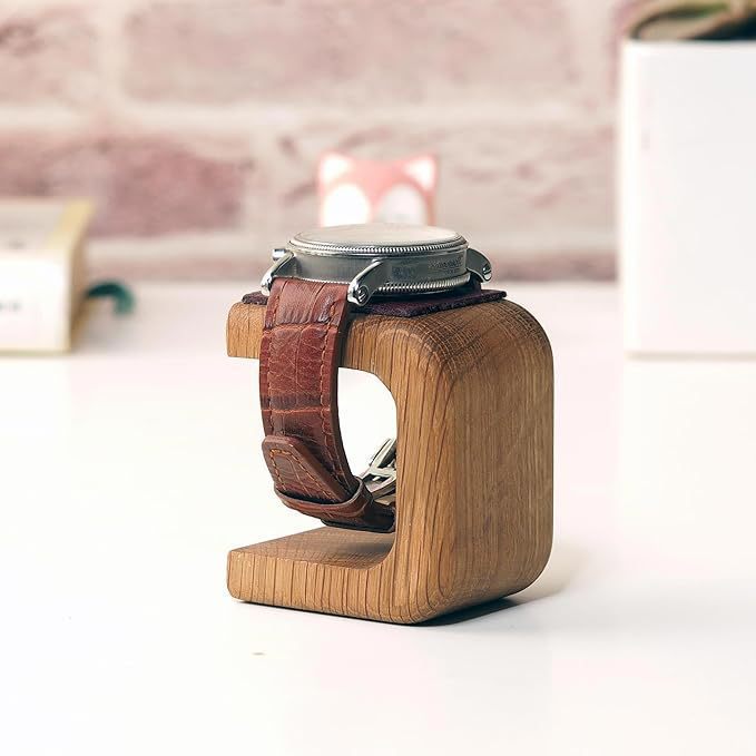 Wooden Watch Display Stand with Leather Base