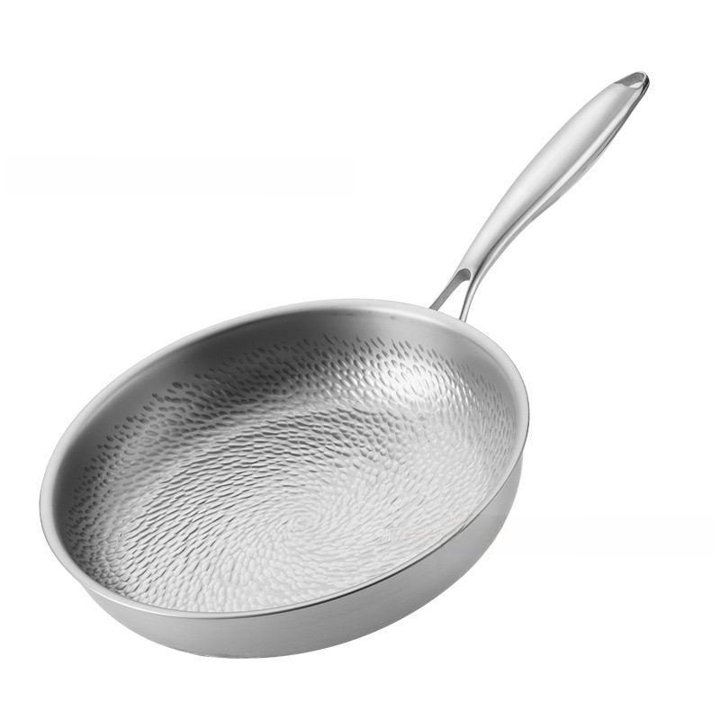 Titanium element fish-scale pattern stainless steel non-stick frying pan without coating