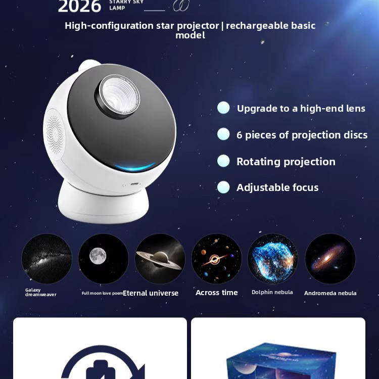 Starry Sky Projector Night Light with Bluetooth Speaker
