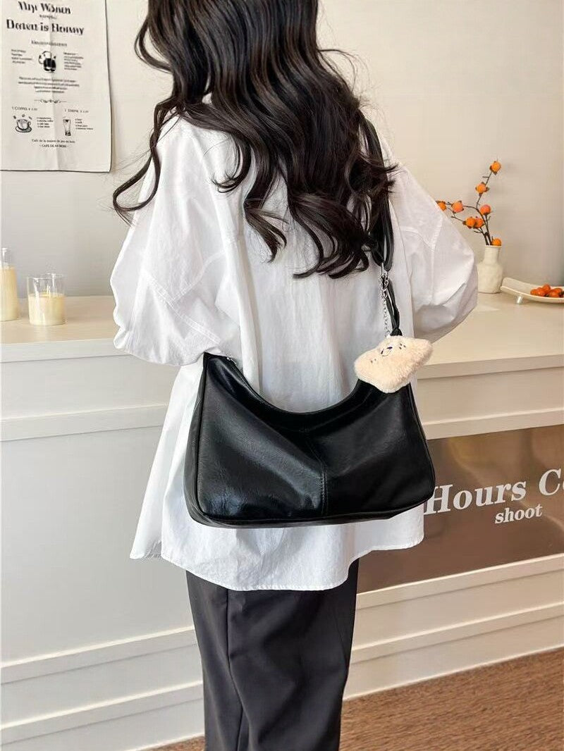 Women's Large Capacity Soft PU Leather Tote Bag Versatile Commuting Shoulder Handbag