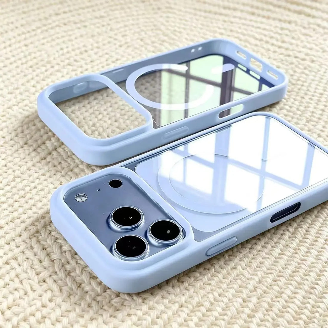 Magnetic Transparent Phone Case with Skin-Feel TPU PC Acrylic Frame