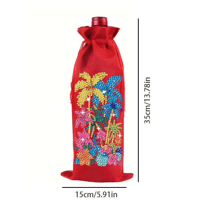 DIY Diamond Painting Christmas Linen Wine Gift Bag