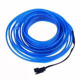 Blue LED strip glowing in car footwell