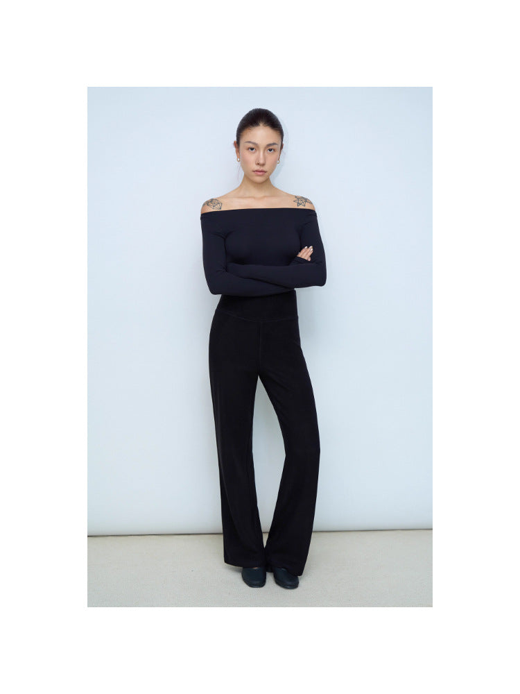 Women's Cotton Jersey Off-Shoulder Long Sleeve Top