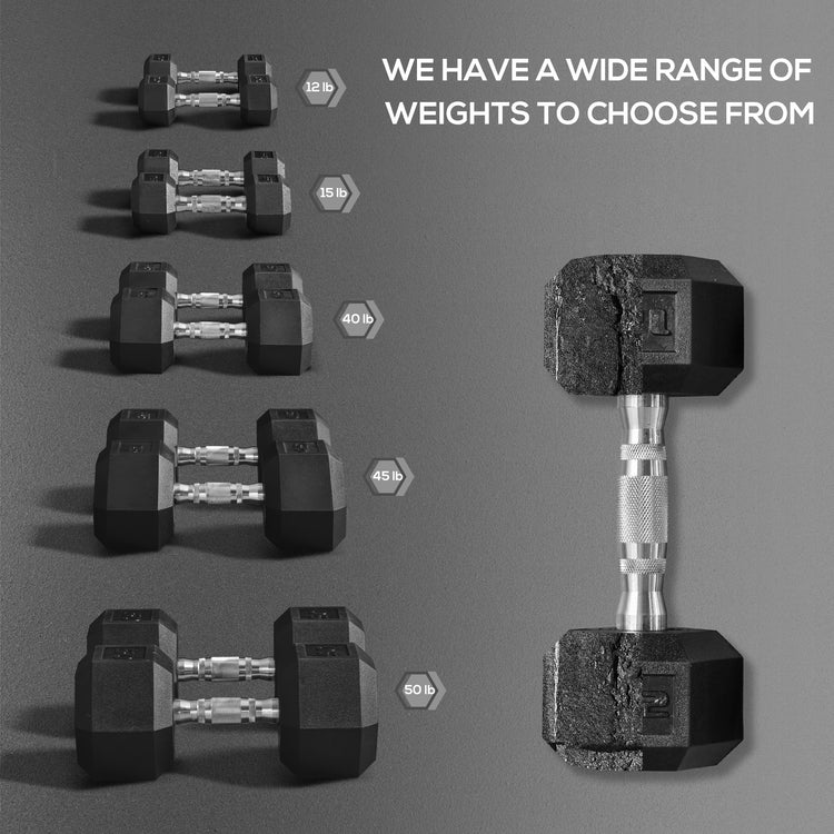 Hex dumbbell head detail showing anti-roll shape