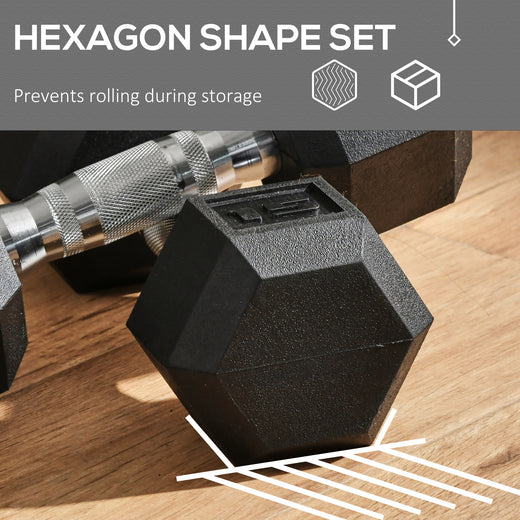 Hex dumbbells used for shoulder press exercise