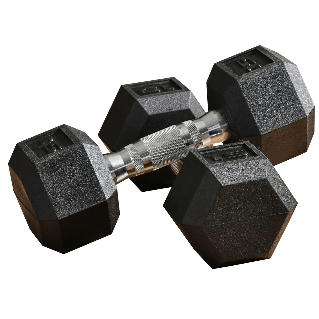 Hex dumbbell dimensions and label detail