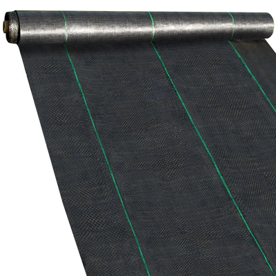 Roll of weed barrier landscape fabric for flower beds and garden borders - detail view