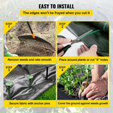 Roll of weed barrier landscape fabric for flower beds and garden borders - in-use lifestyle
