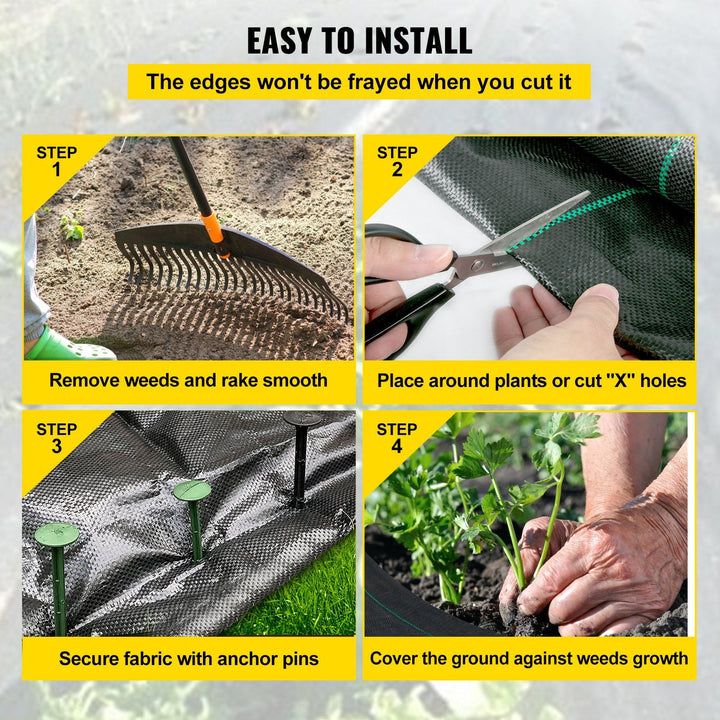 Roll of weed barrier landscape fabric for flower beds and garden borders - in-use lifestyle