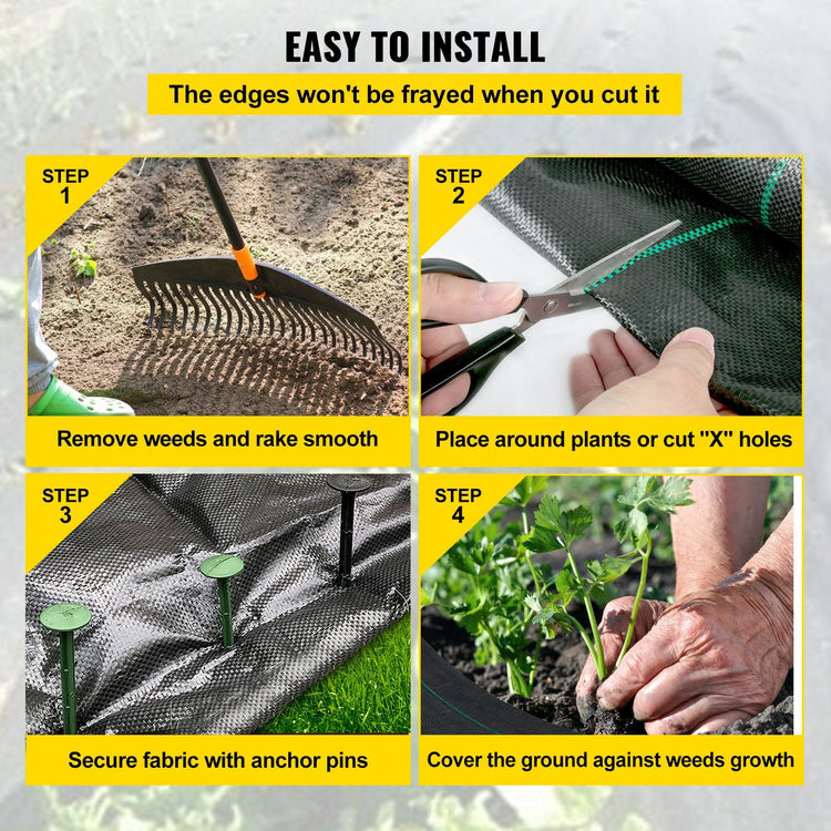 Roll of weed barrier landscape fabric for flower beds and garden borders - in-use lifestyle