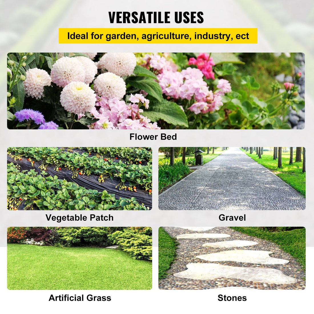 Roll of weed barrier landscape fabric for flower beds and garden borders - alternate angle