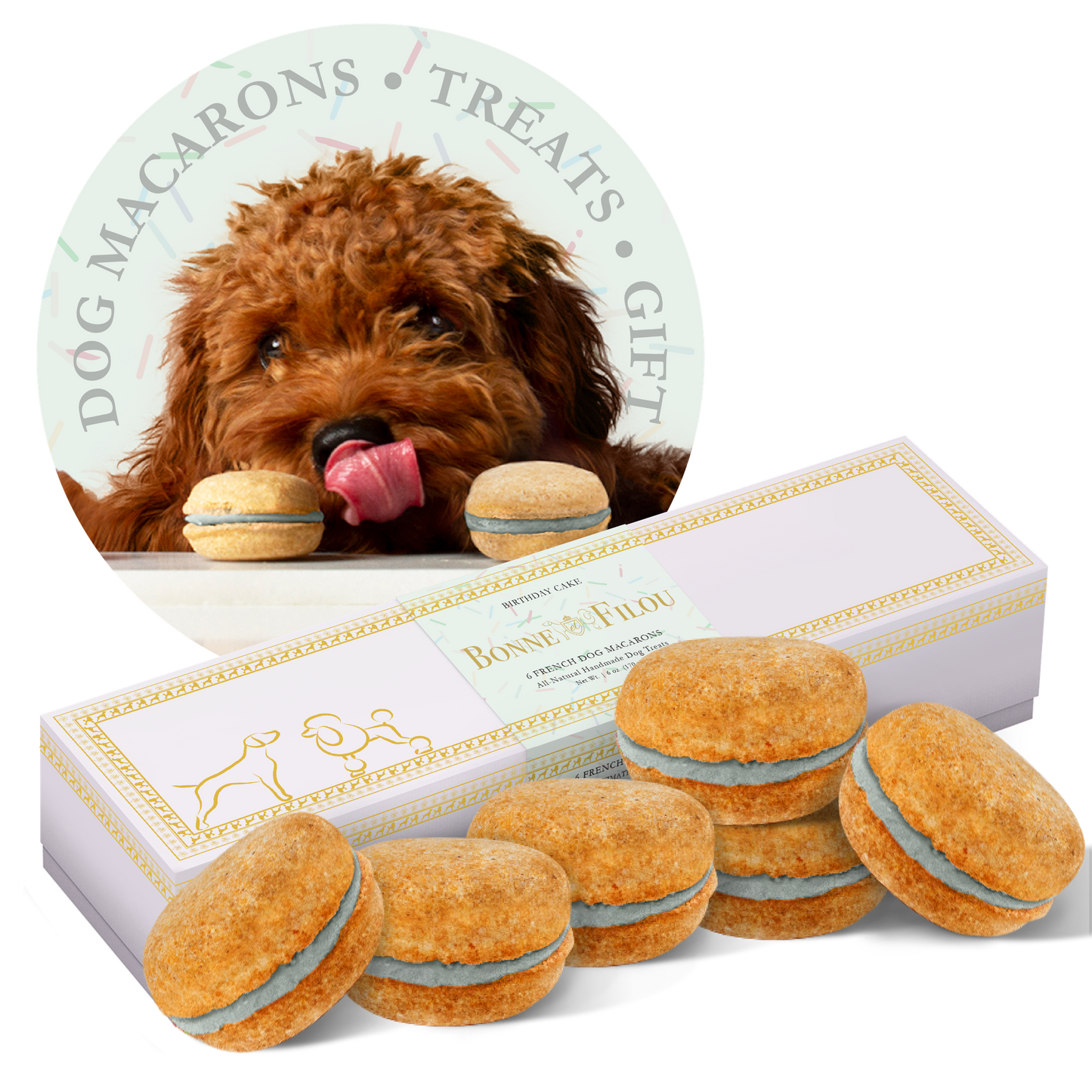 Bonne et Filou Dog Macarons - Box of 6