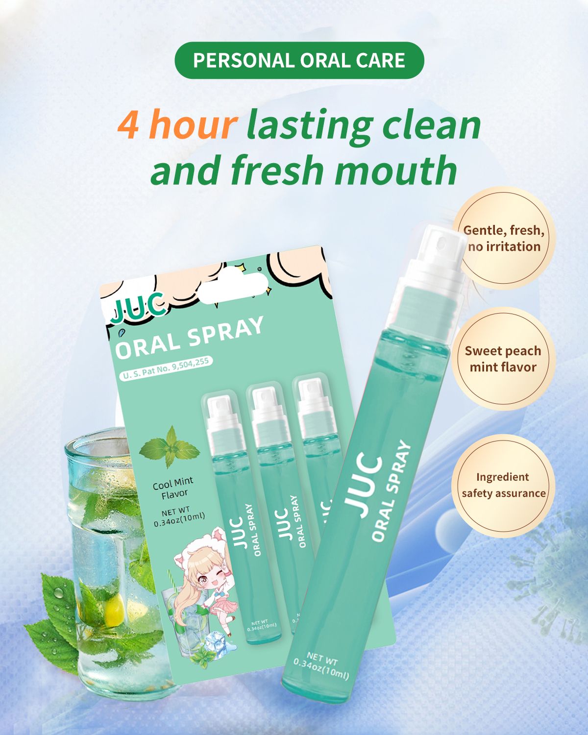 3-Pack Mint Breath Spray ingredient detail