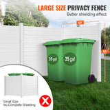 3-panel outdoor privacy screen with horizontal slats hiding AC unit on patio - in-use lifestyle