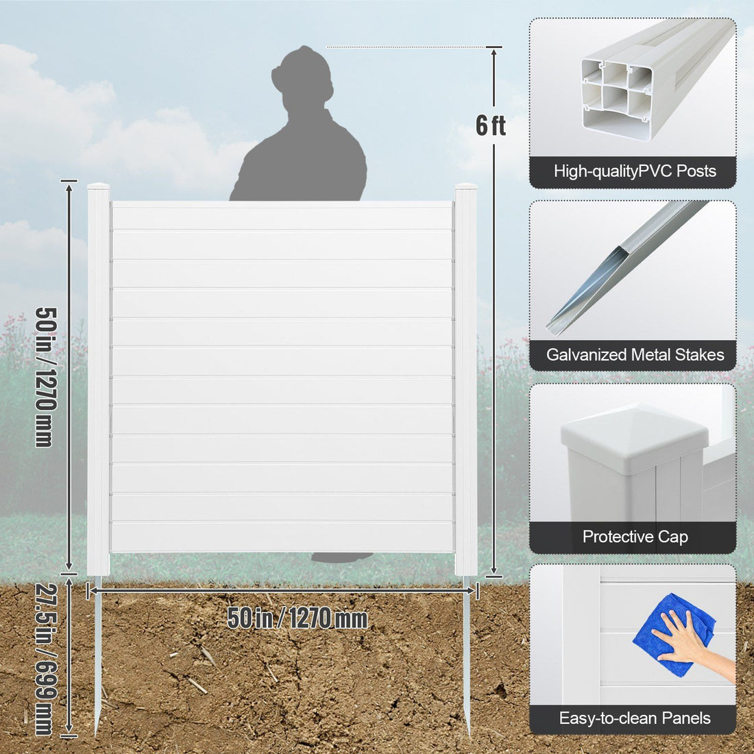 3-panel outdoor privacy screen with horizontal slats hiding AC unit on patio - additional view