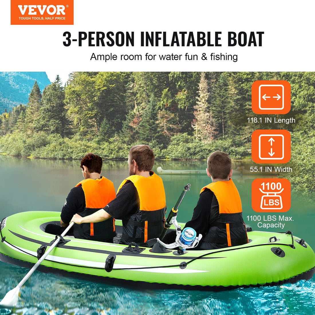 Rod holder detail on the inflatable fishing boat