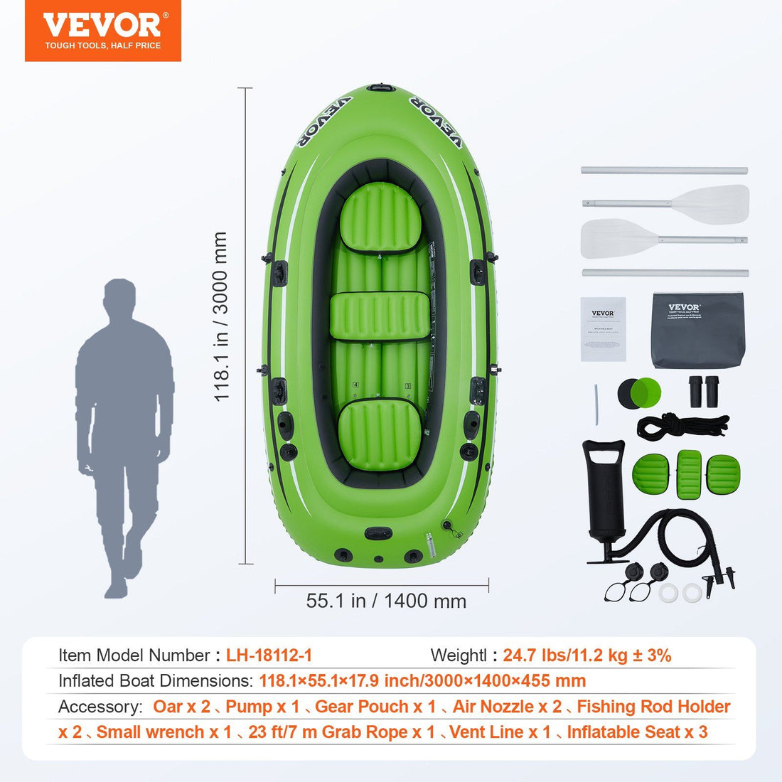 Inflatable boat in use for lake fishing