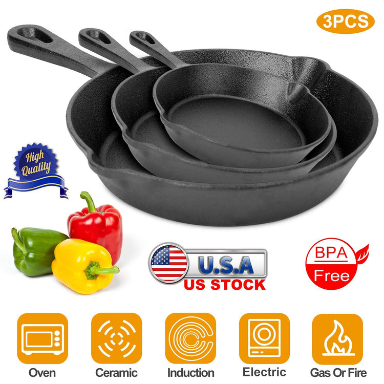 3-Piece Cast Iron Skillet Set main product photo