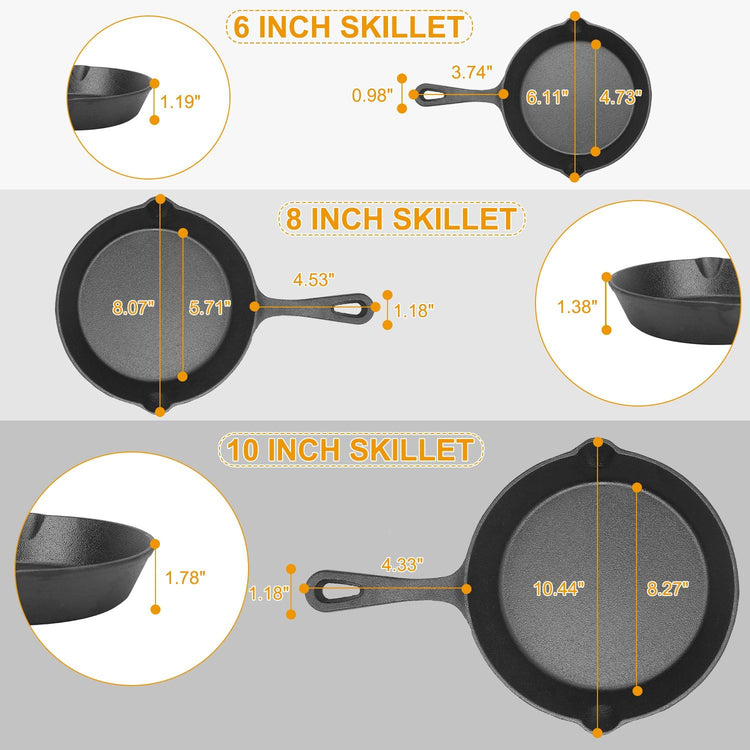 3-Piece Cast Iron Skillet Set additional view 9