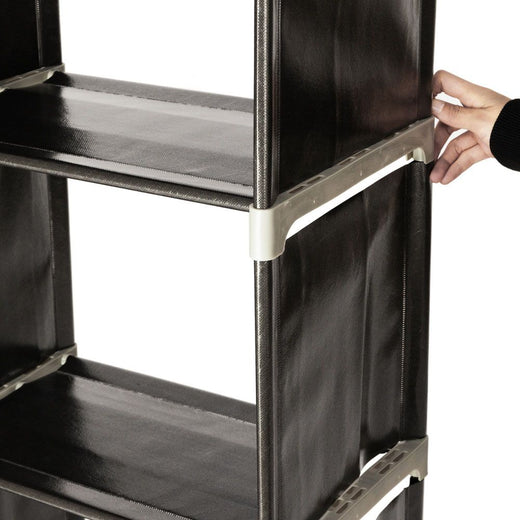 3-Tier 9-Cube Storage Organizer Shelf angled detail view, 9-cube storage organizer shelf