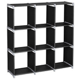 3-Tier 9-Cube Storage Organizer Shelf in-use view, 9-cube storage organizer shelf