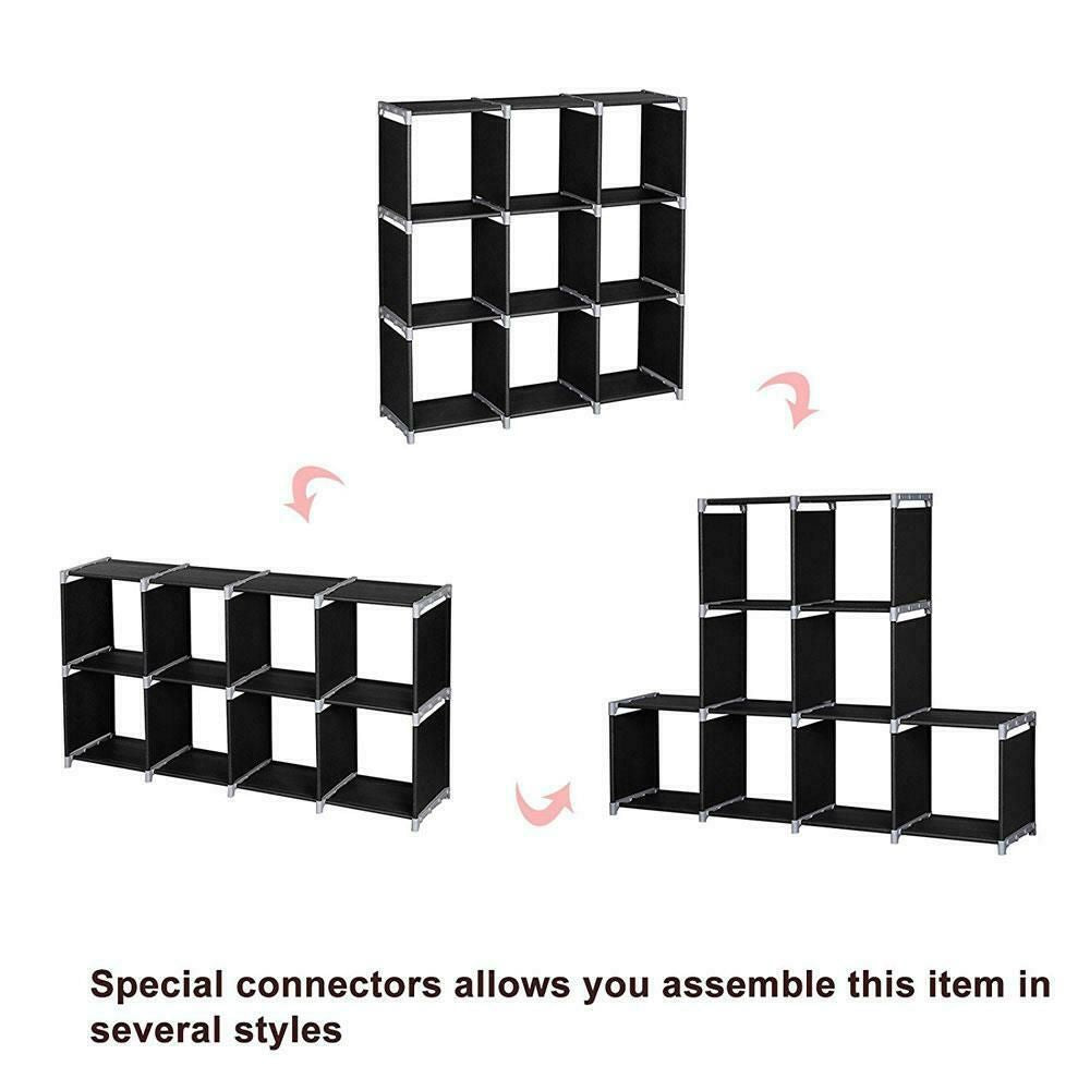 3-Tier 9-Cube Storage Organizer Shelf side profile view, 9-cube storage organizer shelf