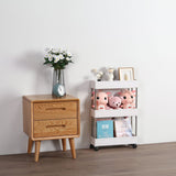 Top tier detail on 3-tier slim rolling storage cart