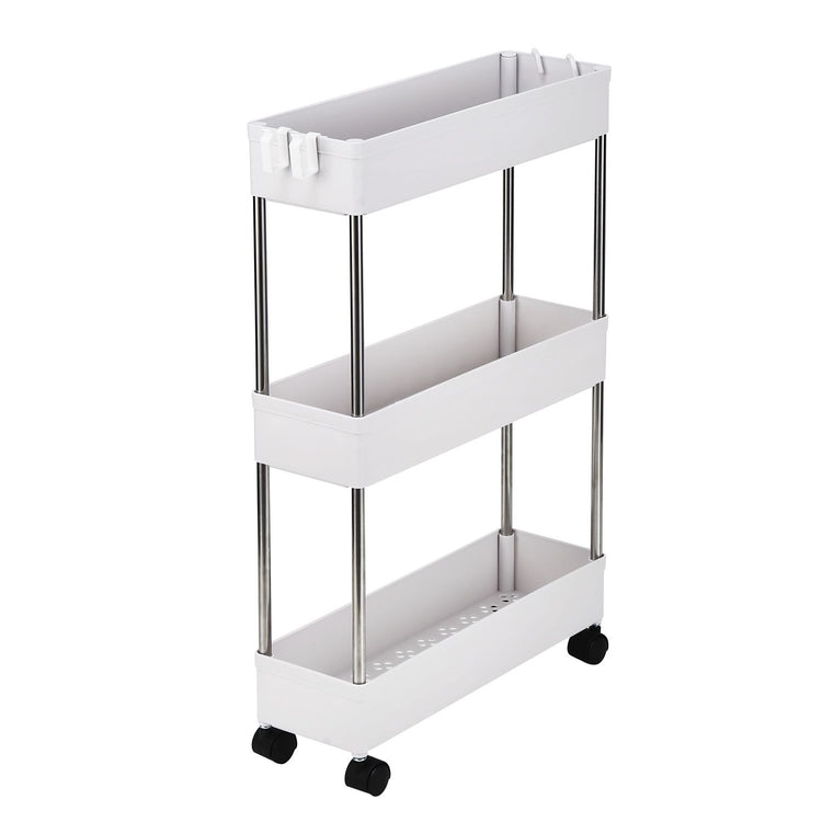 Rolling base detail on slim storage cart