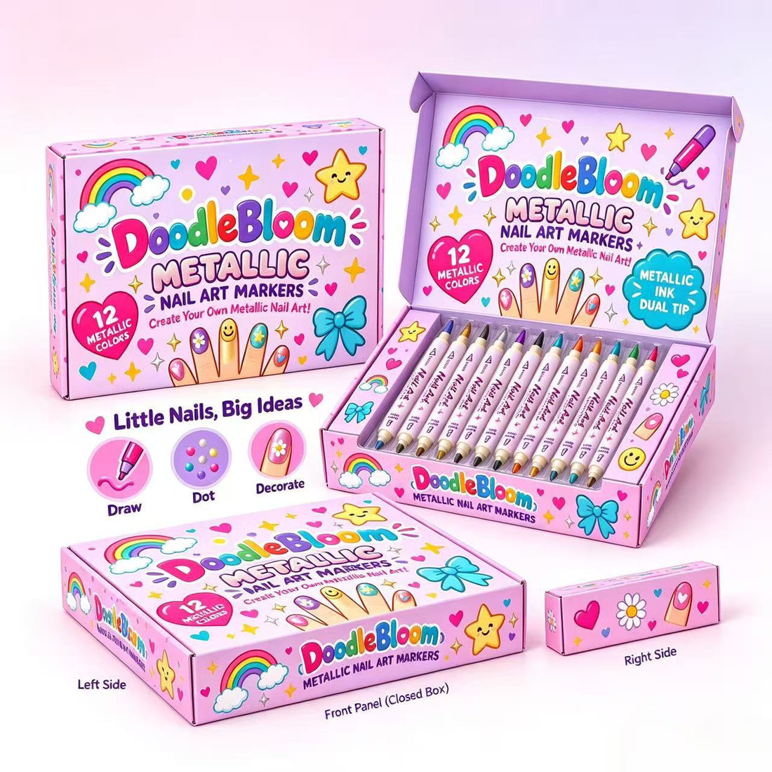 12-color pearl effect dual-tip nail art pens in gift box, photo 1