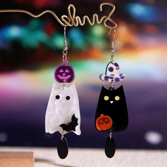 Halloween Acrylic Earrings Ghost Pumpkin Bat Design