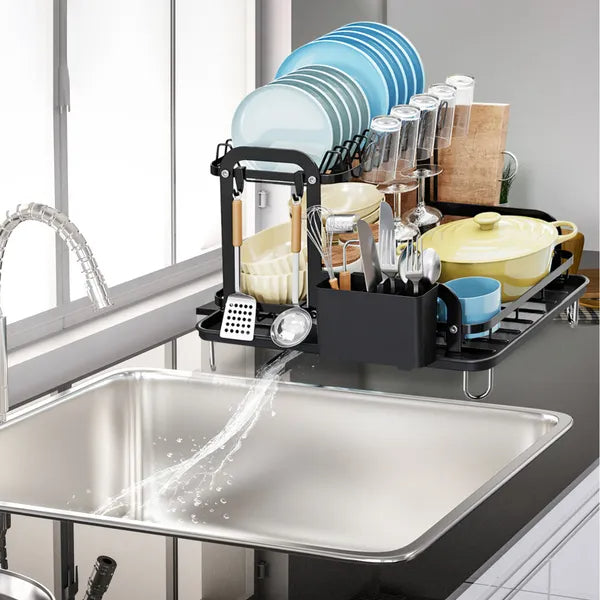 2-tier dish drying rack with sloped drainboard