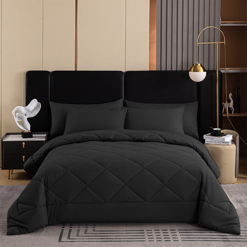 Brushed Solid-Color Quilted Bedding Set (3-Piece)